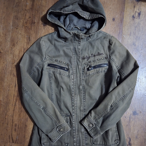 Harley-Davidson Jackets & Blazers - Harley-Davidson Green Military Field Jacket with Hood